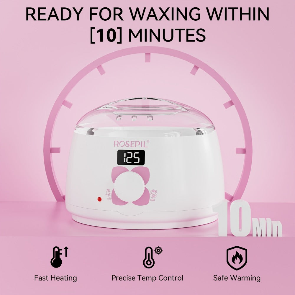 Wax Hair Removal Kit Digital Wax Pot with 6 Wax Bead Packets – Smart Temperature Control Salon-Grade Waxing Set for Body Bikini Face Legs