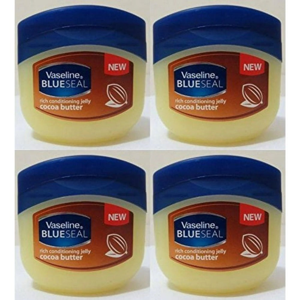 Petroleum Jelly Cocoa Butter 4-Pack 100ml Each, Deep Body Skin Care Healing Balm for Dry Skin Lips Hands