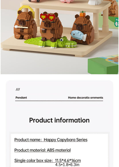 Capybara Micro Brick Building Set 562pcs Collector Edition – Miniature DIY Assembly Desk Decor Stress Relief Toy for Kids Teens Adults
