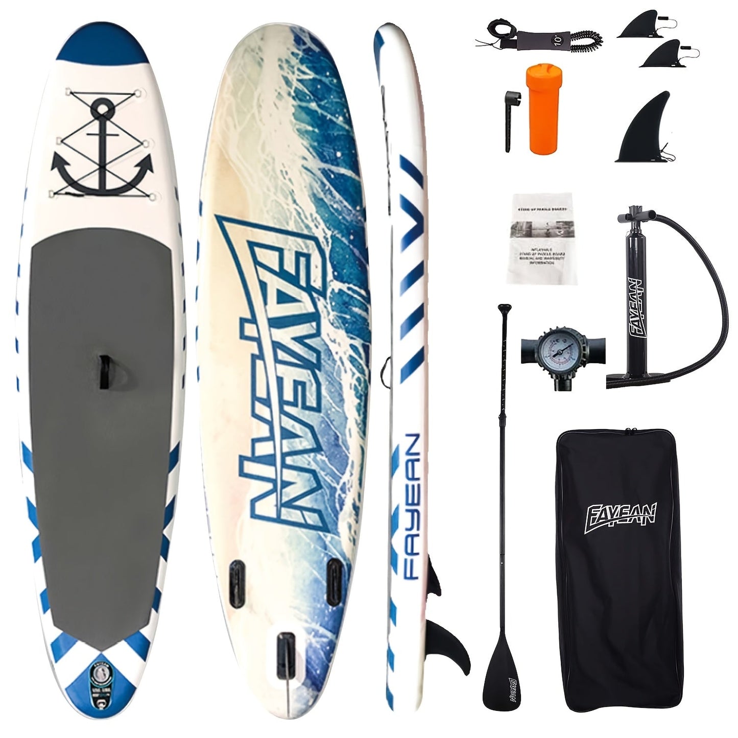 10.6-Foot Inflatable Stand-Up Paddle Board Kit with Six Graphics, Paddle, Pump, Bag, Leash and Fin