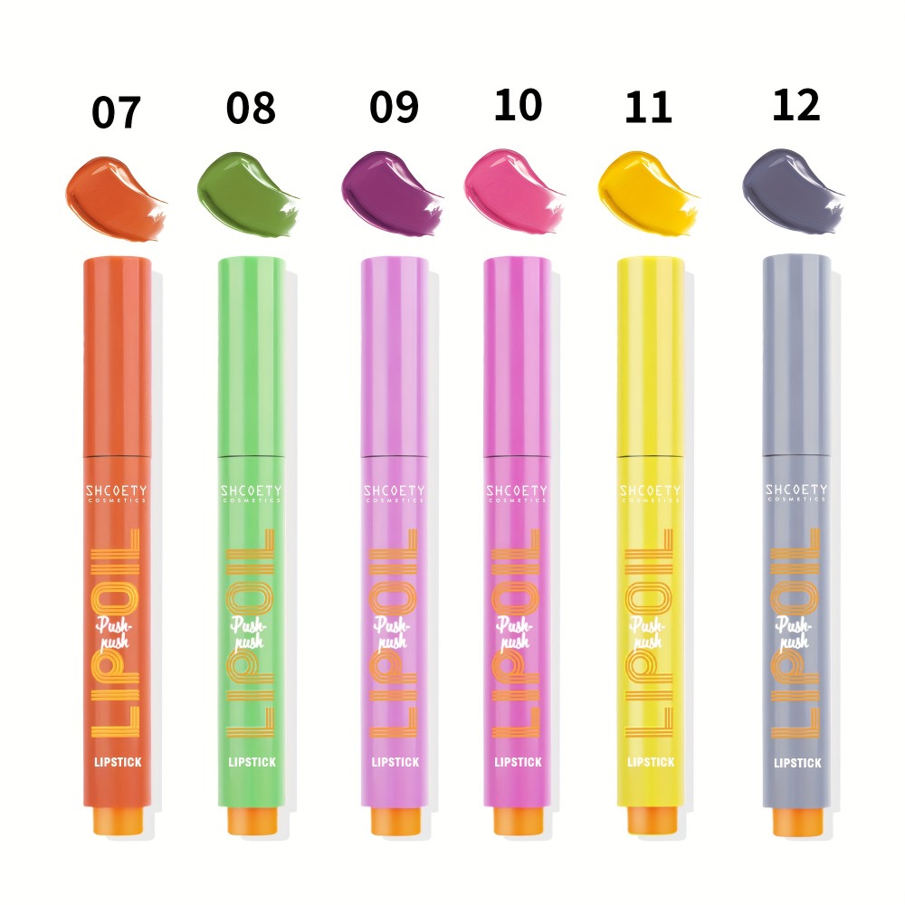 6-Piece Neon Press-On Lip Gloss Set High-Gloss Bold Lip Makeup, for Makeup, Travel and Everyday Vanity Use