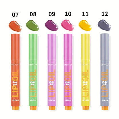 6-Piece Neon Press-On Lip Gloss Set High-Gloss Bold Lip Makeup, for Makeup, Travel and Everyday Vanity Use