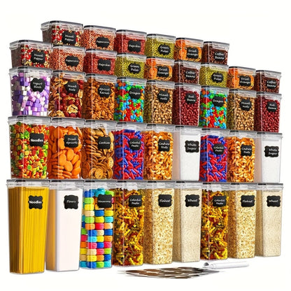 Food Storage Containers Multi-Size Pantry Set with Matching Lids, Labels and Markers in Four Pack Options