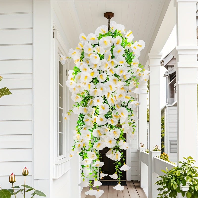 Artificial Flowers Four-Bundle Hanging Morning Glory Set with Flexible Stems in Three Style Options