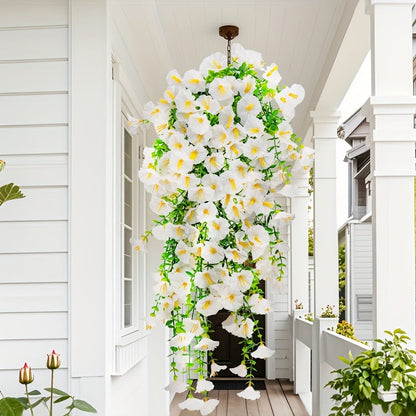 Artificial Flowers Four-Bundle Hanging Morning Glory Set with Flexible Stems in Three Style Options