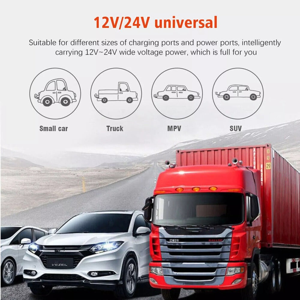Portable 12V DC to 110V AC Power Inverter with LCD Display, Cooling Fan and 6600W Checkout Label