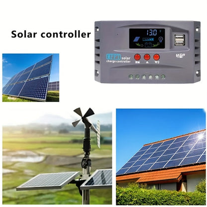 MPPT Solar Charge Controller 12V 24V – 150A/200A Auto-Tracking Solar Panel Regulator with LCD Display, Dual USB Port