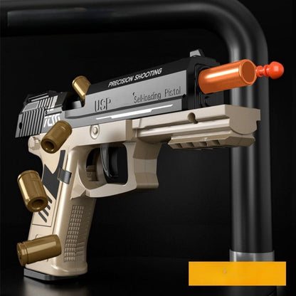 USP Clip Toy Gun Pistol with Continuous Shooting, 100 Bullets & 2 Magazines Rapid Fire Foam Blaster for Kids Boys Girls Ages 6+