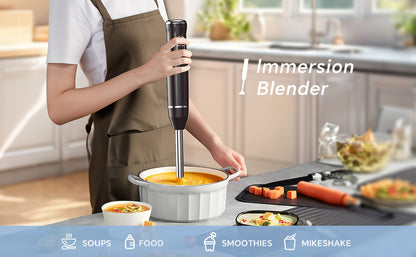 400W Immersion Blender with Two-Button Control, Detachable Shaft and 38 cm Black Handheld Body