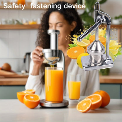 Manual Citrus Juicer Stainless Steel Lemon Squeezer with Lever Press for Home Cooking, Dining and Outdoor Meals