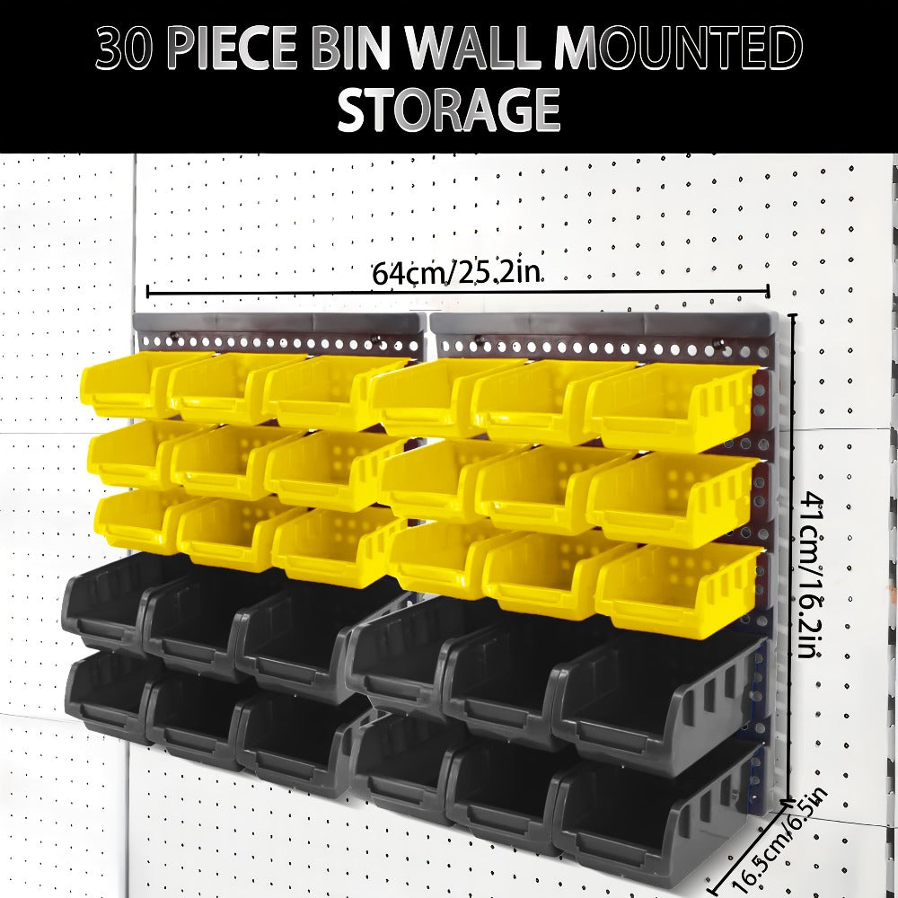 Plastic Parts Storage Bins Wall Mount 30pcs, Small Hardware Organizer for Screws, Nuts, Bolts & Nails