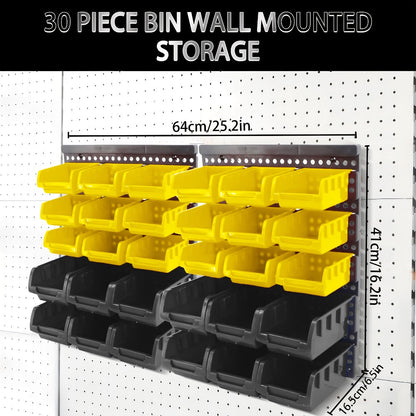 Plastic Parts Storage Bins Wall Mount 30pcs, Small Hardware Organizer for Screws, Nuts, Bolts & Nails
