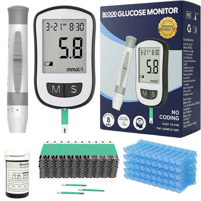 Blood Glucose Monitor Kit with 50 Test Strips & 50 Lancets - High Precision Glucometer Set for Home & Travel Diabetes Testing