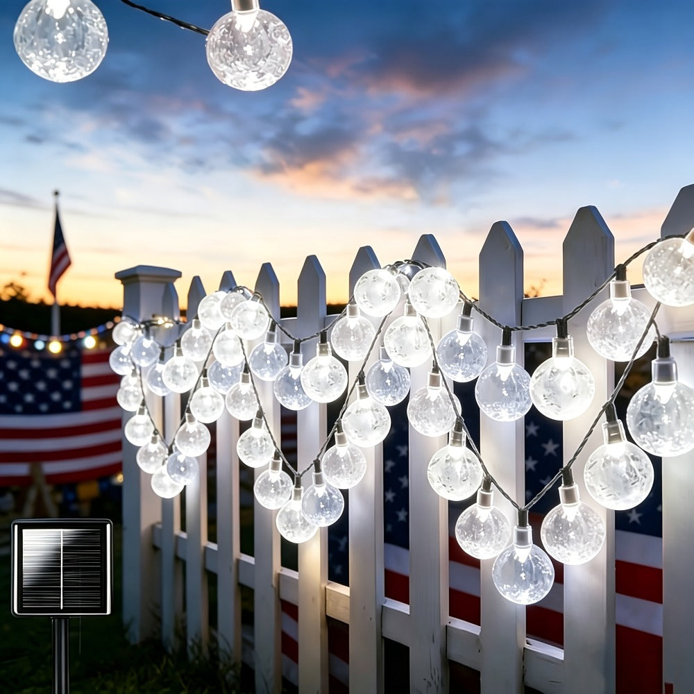 String Lights, 100-LED Solar Crystal Ball Fairy Lights with Eight Modes, 39-Foot Length and Four Colors