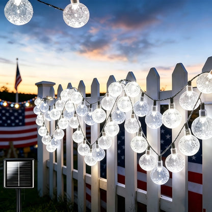 String Lights, 100-LED Solar Crystal Ball Fairy Lights with Eight Modes, 39-Foot Length and Four Colors
