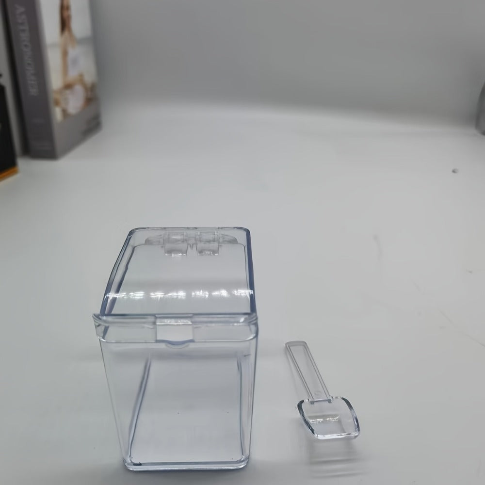 Four-Grid Clear Spice Box Set with Individual Flip-Top Lids, Shared Base, Four Compartments and 26cm Length
