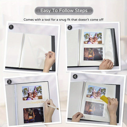 Self Adhesive Photo Album Scrapbook – Large Linen Cover Memory Book for 4x6 5x7 8x10 Photos, DIY Picture Book with Metal Pen, Gift for Mom