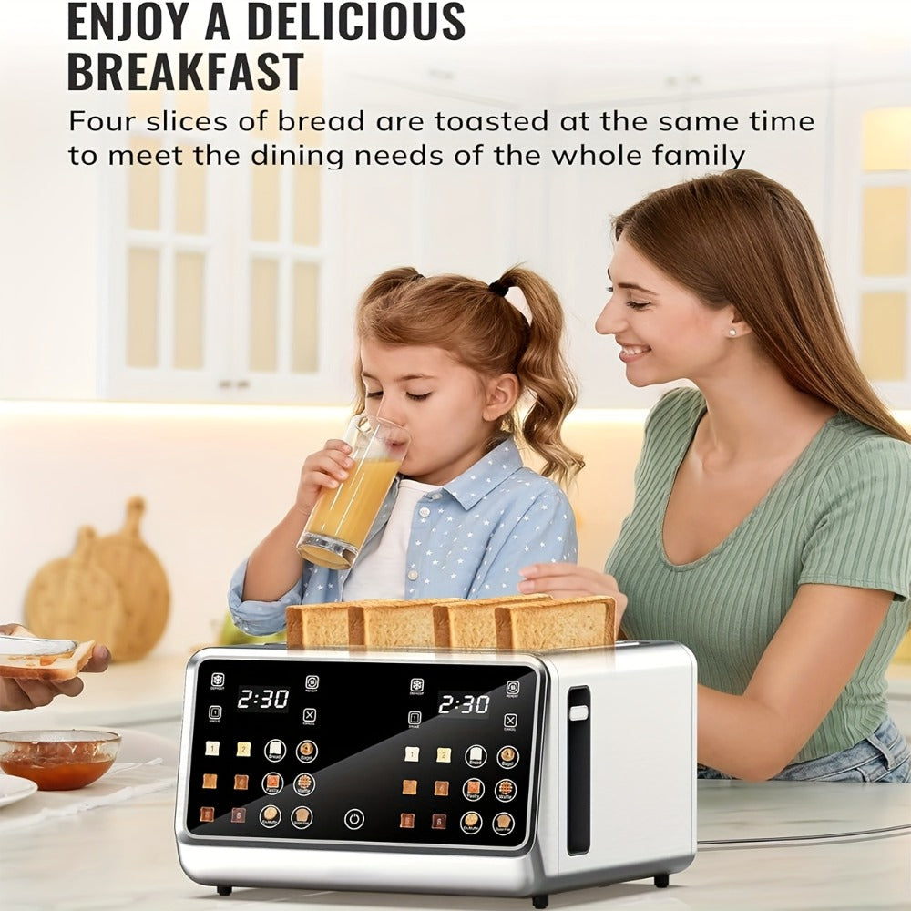 Four-Slice Touchscreen Toaster with Dual Independent Controls, Six Bread Modes, Six Shade Levels and Timer Displays
