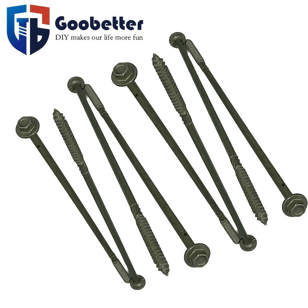 50pcs Heavy Duty Green Structural Wood Screws 14x10 Inch Carbon Steel Hex Head Partially Threaded Rust Resistant Exterior Timber Screws