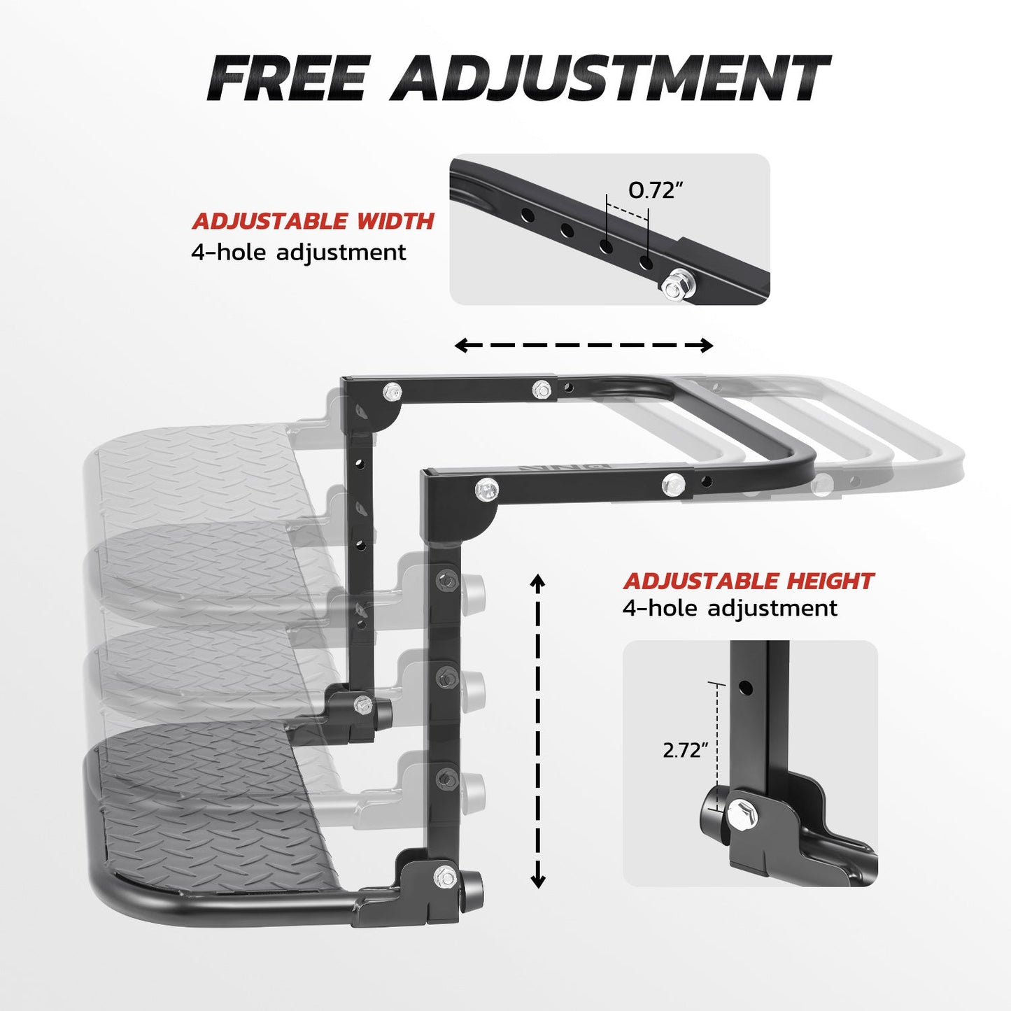Folding Tire Step Heavy Duty 330 lbs Adjustable Universal Truck SUV RV – Fits 9–13" Tires 4 Height & Width Positions Slip-Resistant Rooftop