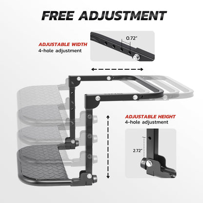 Folding Tire Step Heavy Duty 330 lbs Adjustable Universal Truck SUV RV – Fits 9–13" Tires 4 Height & Width Positions Slip-Resistant Rooftop