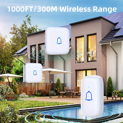 Long Range Doorbell Kit 1000ft - 115dB Loud Wireless Chime, 56 Melodies, 7 Volume Levels, Mute Mode