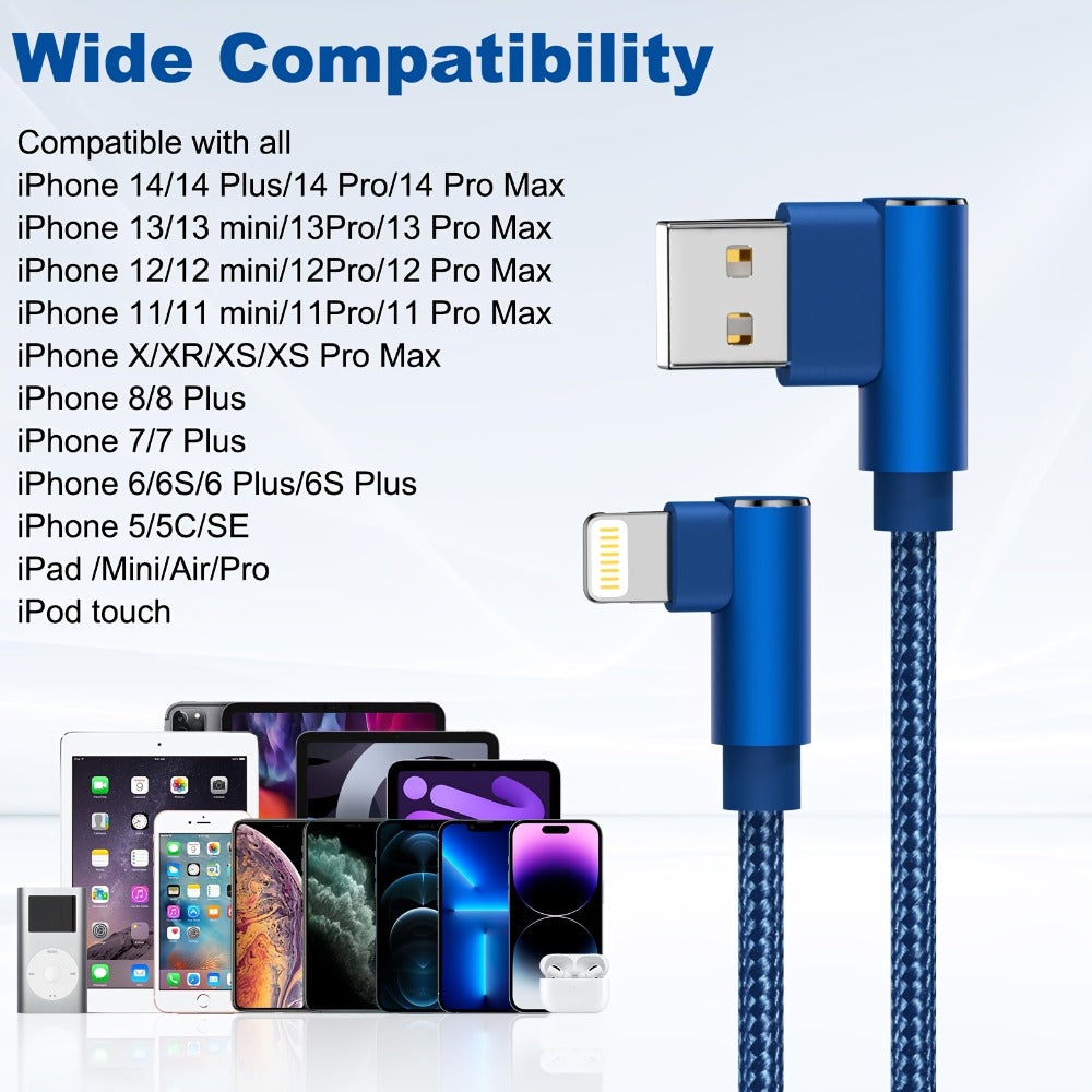 10ft Nylon Braided Lightning Cable 3-Pack MFi, USB-A to Lightning iPhone Charger Cord for iPhone 14 13 12 11 Pro Max XS XR X 8 7 SE