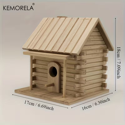 Wooden Bird Nest Breeding Box for Parrots & Small Birds – Hanging Outdoor Cage Accessory, Natural Solid Wood Birdhouse