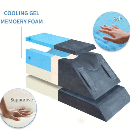 Leg Elevation Pillow Memory Foam Wedge Knee Ankle Support Foot Rest Pillow with Handles Blood for Entryways, Bedrooms and Living Spaces