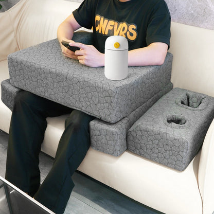 Modular Gray Reading and Gaming Cushion with Armrests, Cup Holders, Side Pockets and Detachable Sections