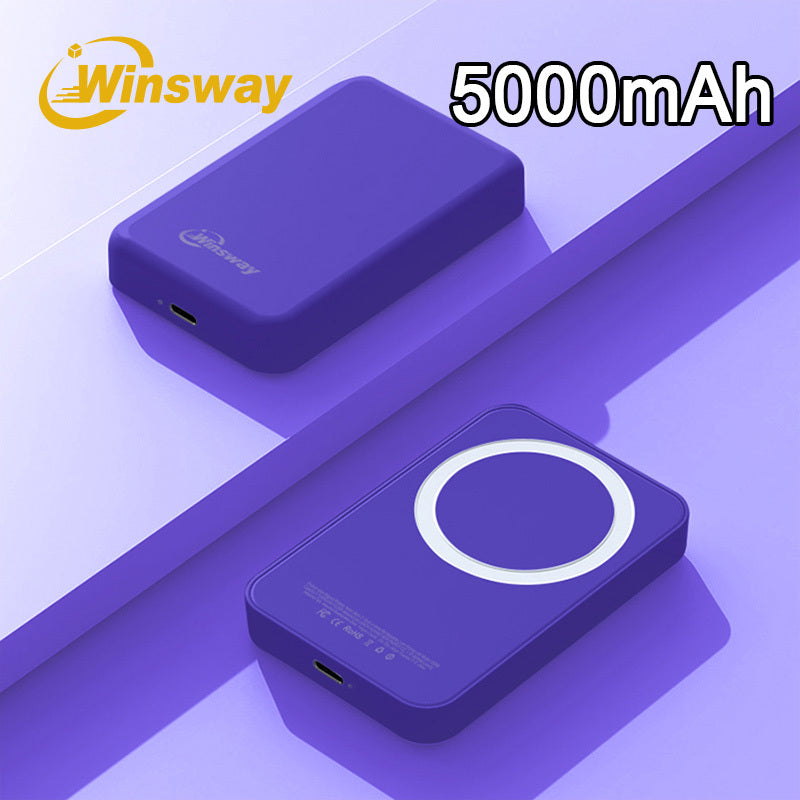 Power Bank Magnetic 5000mAh Mini with Wireless Charging, PD, QC3.0 and Eight Colors for Travel