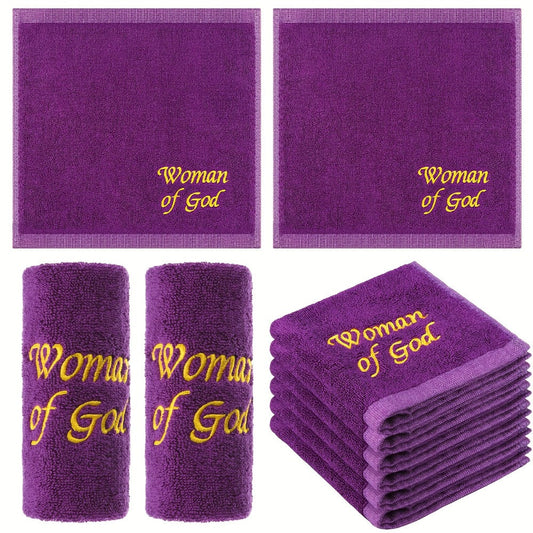 Church Handkerchiefs 6 Pack Pastor Towels Clergy Hand Towels Woman of God Woven Oblong Wash Cloths Religious Gift for Men Women Purple Solid