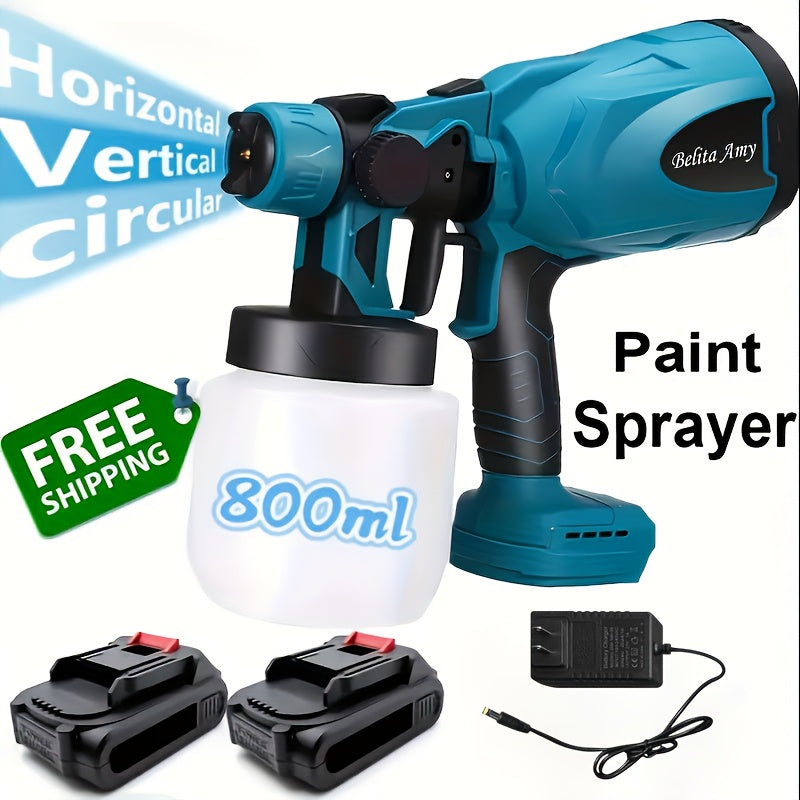 HVLP Paint Sprayer Electric Spray Gun with 3 Spray Patterns & 27oz Container, Cordless Airless Sprayer for House Painting