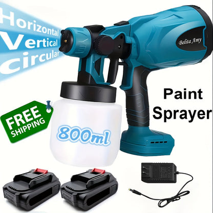 HVLP Paint Sprayer Electric Spray Gun with 3 Spray Patterns & 27oz Container, Cordless Airless Sprayer for House Painting