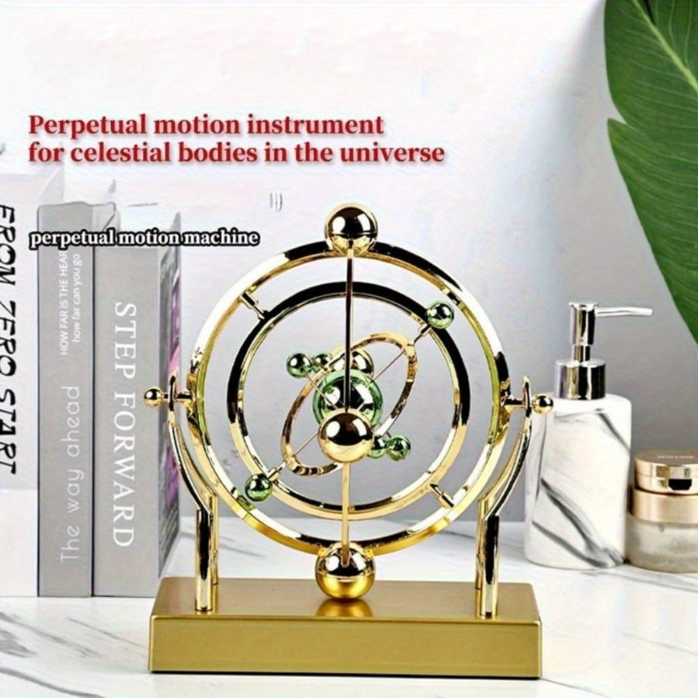 Perpetual Motion Pendulum Desk Decor - Cosmic Swing Solar System Planets Atomic Model Science for Entryways, Bedrooms and Living Spaces