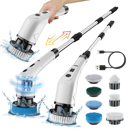 Telescopic Electric Cleaning Brush with Long Handle, 7-in-1 & 14-in-1 Multifunctional Power Scrubber Kit