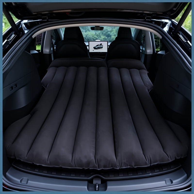 Inflatable Car Bed SUV Air Mattress – Flocked RV Camping Mattress 75"x51" with Storage Bag & Repair Kit | Black, Gray, Beige, Brown