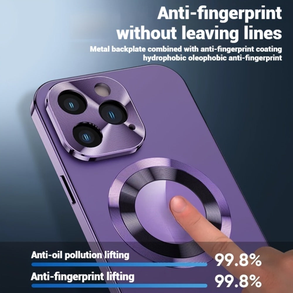 Phone Case Privacy Screen with Aluminum Alloy Frame, Rear Stand and magnetic ring for iPhone 15 Pro