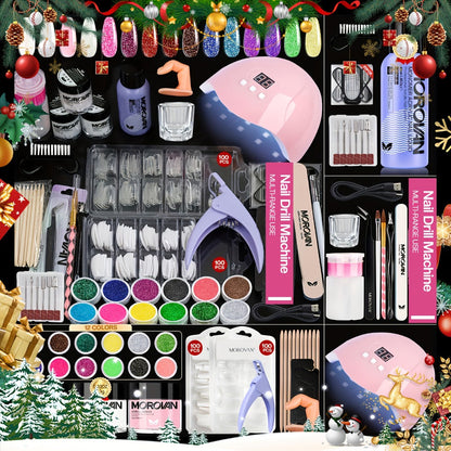 Complete Acrylic Nail Kit with Drill & UV Light for Beginners – Full Starter Set Everything Included for Nail Extensions Sculpting