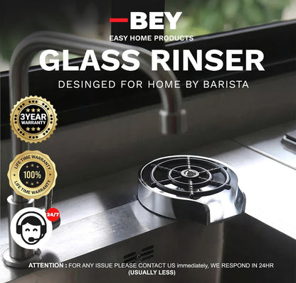 Glass Rinser for Sink – Stainless Steel Automatic Cup Washer & Bottle Cleaner Sink Attachment | Powerful Water Jets for Kitchen