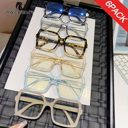 Rectangular Blue Light Glasses Six-Pair Set with Clear Lenses and A1 or A2 Assorted Frame Collections