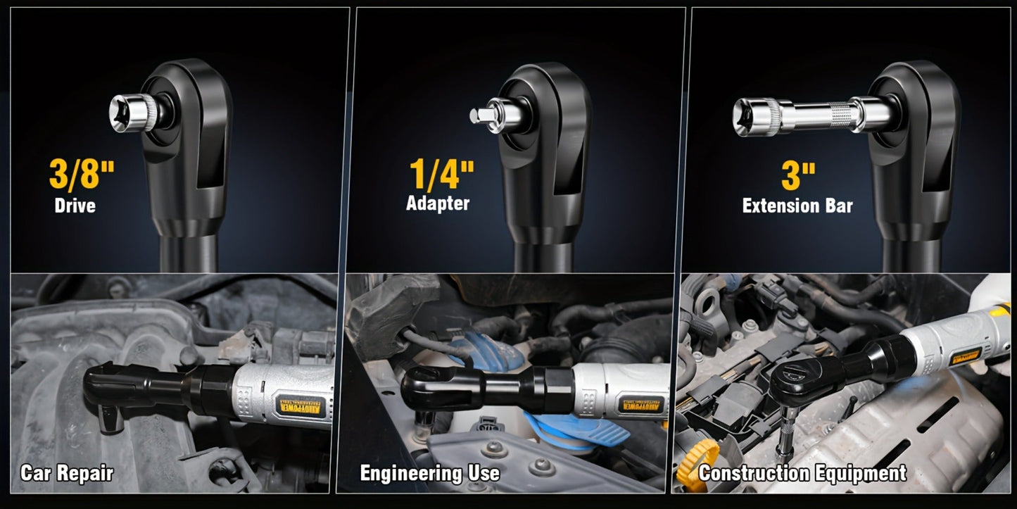 Cordless Electric Ratchet Wrench Set 3/8 Inch 12V 60 Ft-Lbs Power Ratchet Tool Kit with 2 Batteries