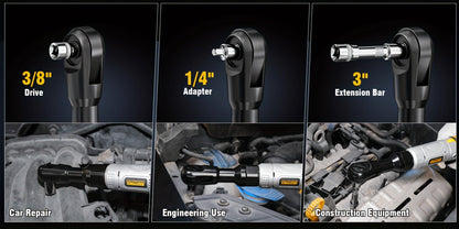 Cordless Electric Ratchet Wrench Set 3/8 Inch 12V 60 Ft-Lbs Power Ratchet Tool Kit with 2 Batteries