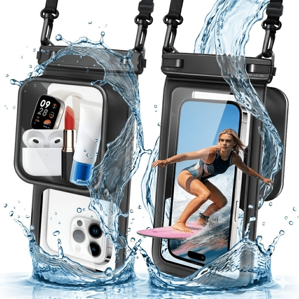 Phone Pouch 2 Pack Floating Dual Compartment Dry Bag for Camping, Travel and Outdoor Use, with the Listed Configuration