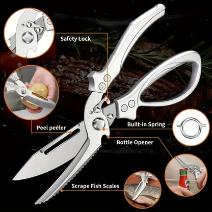 Kitchen Scissors Stainless Steel for Home Cooking, Dining and Outdoor Meals, with the Listed Configuration