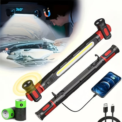 LED Work Light Bar 3000LM Rechargeable Construction Site Lighting Lamp, Hanging Hook, Portable Underhood Work Light for Auto