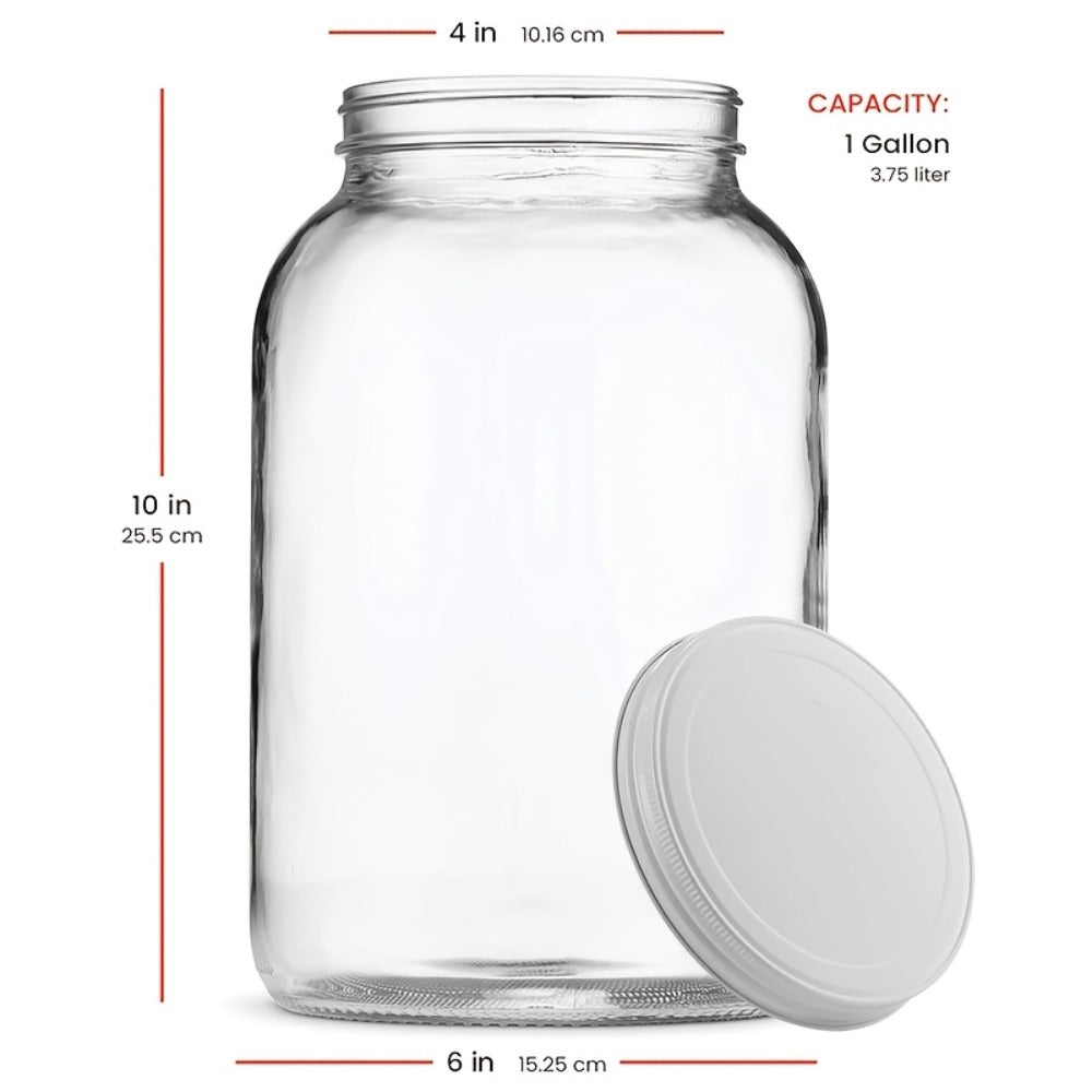 1 Gallon Wide Mouth Glass Jar with Flip Top Lid – Airtight Sealed Storage Jar for Fermentation, Pickling, Canning, Flour & Food Storage