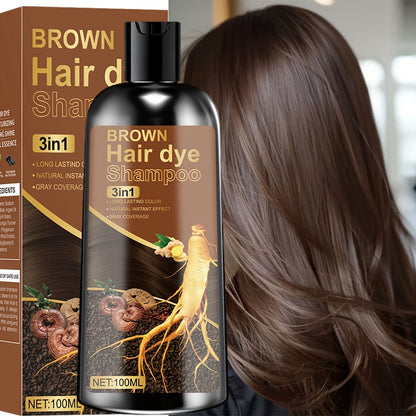 Plant Extract Hair Coloring Shampoo 100ml 3.38oz, Deep Scalp-Safe Gray & White Hair Coverage, Botanical Color
