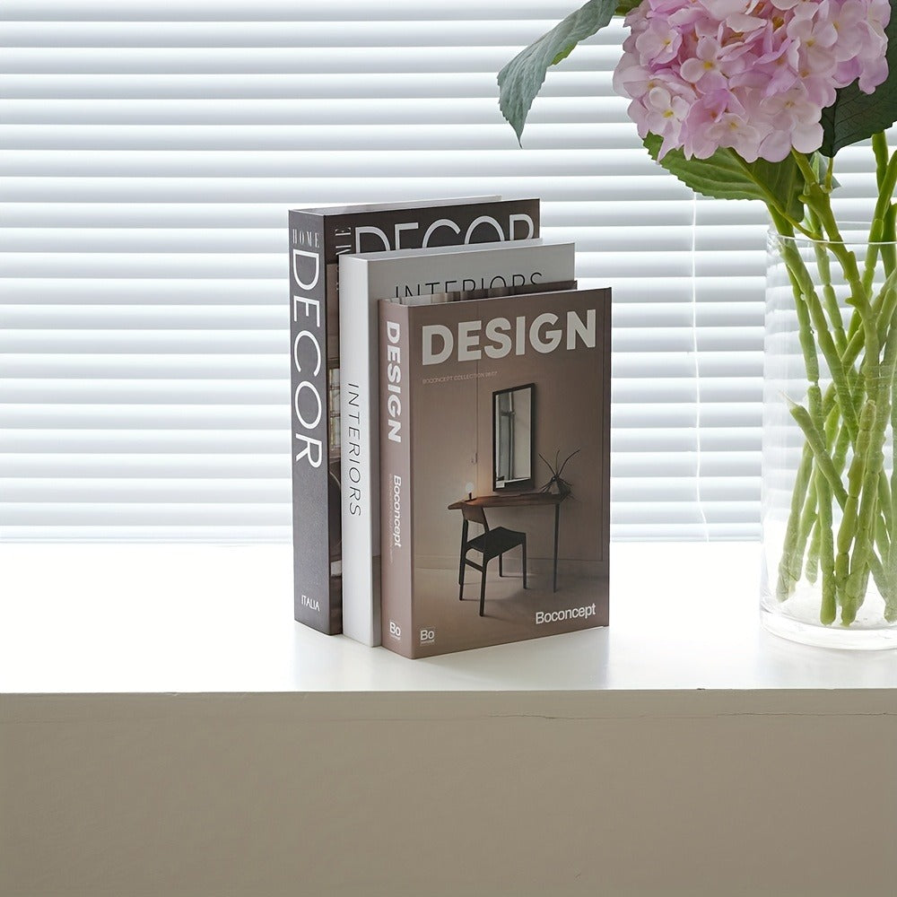 Decorative Fake Books Set of 3 – Nordic Style Stackable Faux Book Decor for Living Room Bookshelf, Coffee Table & Shelf Styling