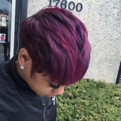 Synthetic Wig 4-Inch Layered Pixie Cut with Bangs in Six Color-Code Options for Cosplay with Model-Specific Color, Length and Cap Options